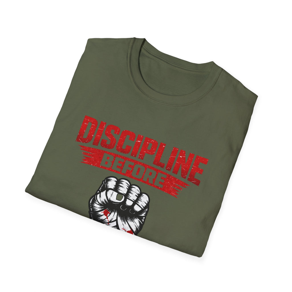 Discipline Before Glory T-Shirt – Motivational Gym Shirt, Fitness Mindset Tee, Workout ApparelU