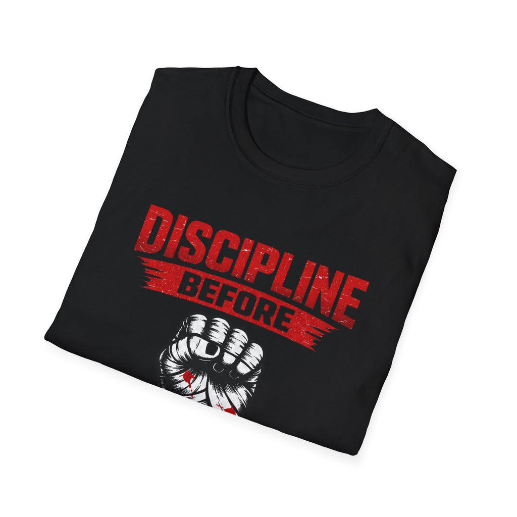 Discipline Before Glory T-Shirt – Motivational Gym Shirt, Fitness Mindset Tee, Workout ApparelU