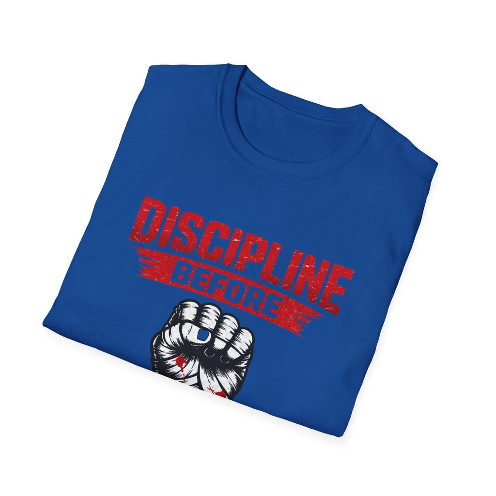 Discipline Before Glory T-Shirt – Motivational Gym Shirt, Fitness Mindset Tee, Workout ApparelU
