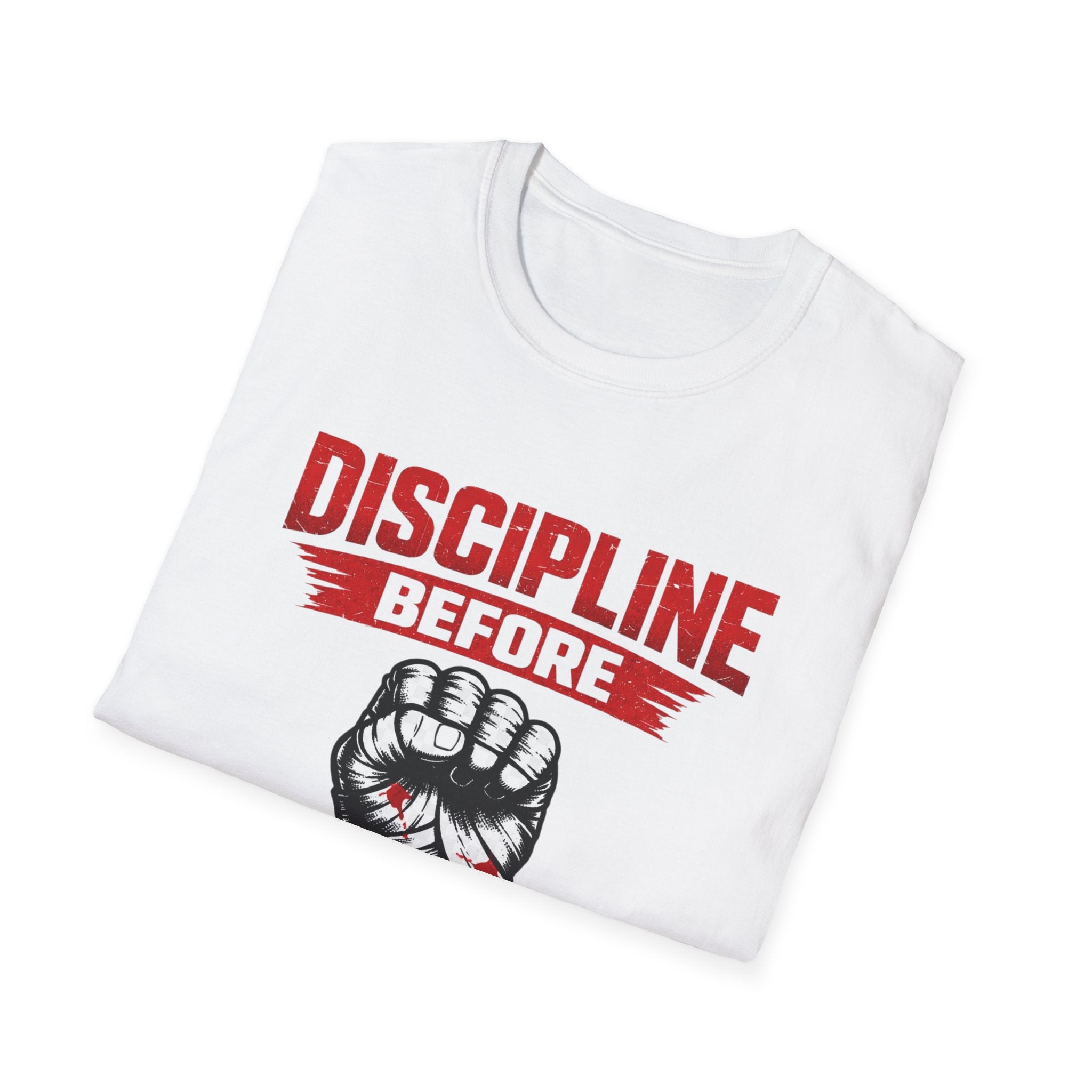 Discipline Before Glory T-Shirt – Motivational Gym Shirt, Fitness Mindset Tee, Workout ApparelU